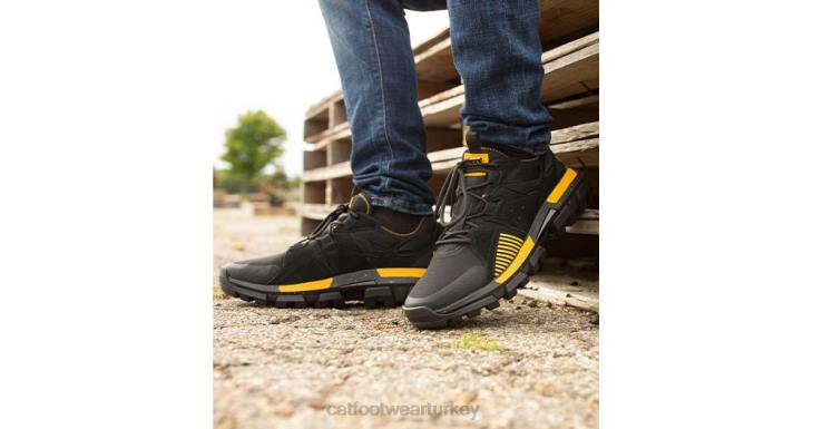 Caterpillar akıncı spor ayakkabı erkekler siyah/kedi sarısı | rahat tıknaz spor ayakkabı VL4F145