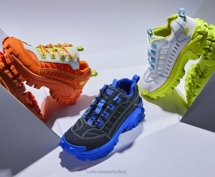 Caterpillar davetsiz misafir kompresörlü ayakkabı erkekler siyah/mavi | rahat tıknaz spor ayakkabı VL4F120