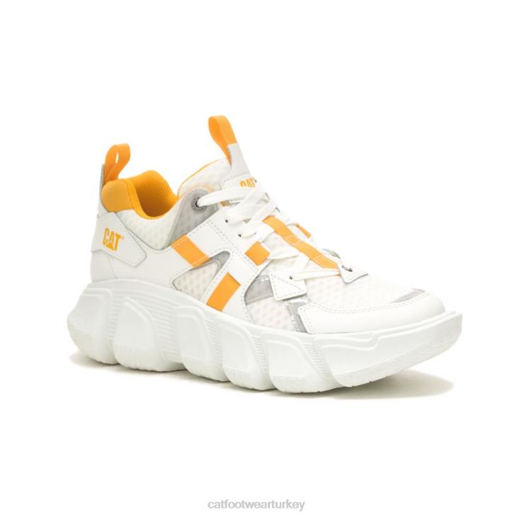 Caterpillar sahte örgü spor ayakkabı erkekler parlak beyaz | rahat tıknaz spor ayakkabı VL4F155