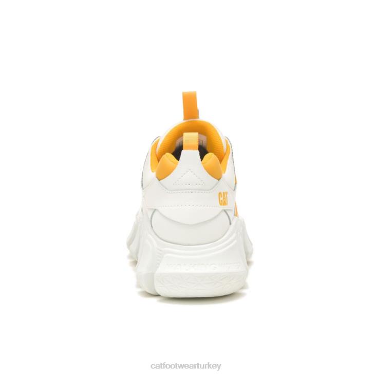 Caterpillar sahte örgü spor ayakkabı erkekler parlak beyaz | rahat tıknaz spor ayakkabı VL4F155
