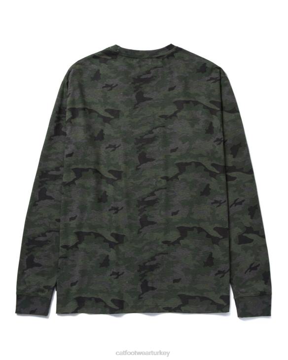 Caterpillar ticari marka afiş uzun kollu tişört erkekler gece kamuflajı | üstler ve dış giyim VL4F226