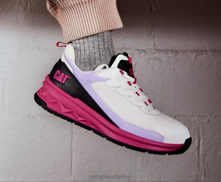 Caterpillar düzene koşucu karbon kompozit burunlu iş ayakkabısı kadınlar parlak beyaz/siyah | iş ayakkabısı VL4F290